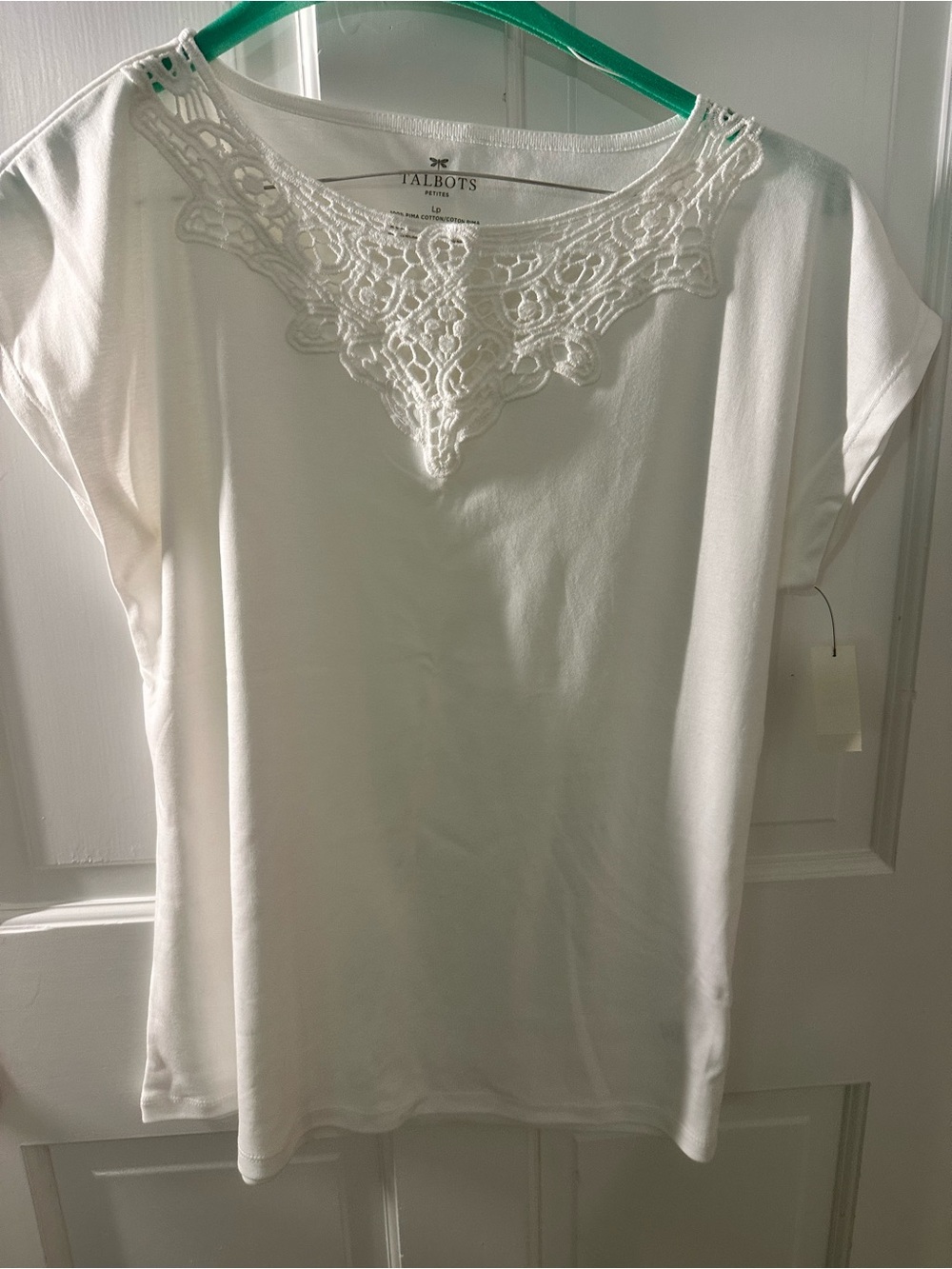 Talbots White Crochet Short Sleeve Top